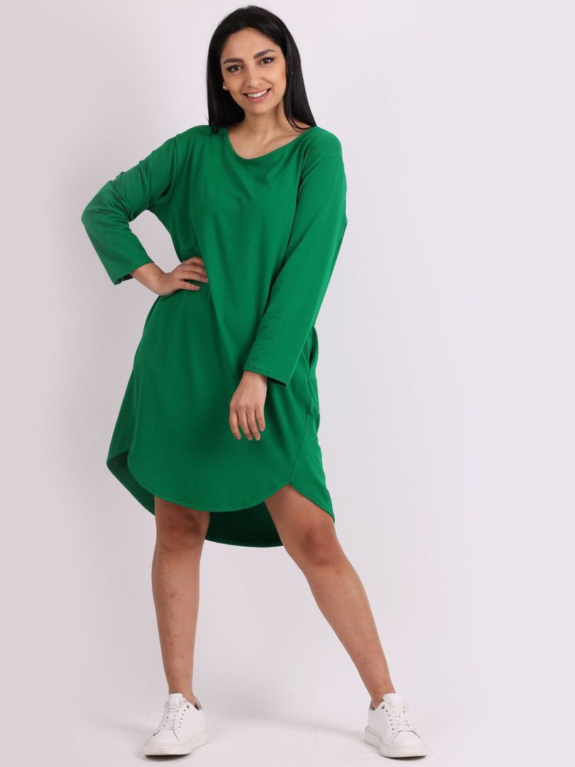 Poppy Curve Hem Dress Apple Green image 0